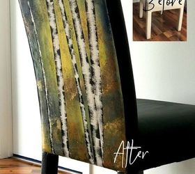turn your soft furnishings into art with this super simple diy, Before and After of this Painted Fabric Chair