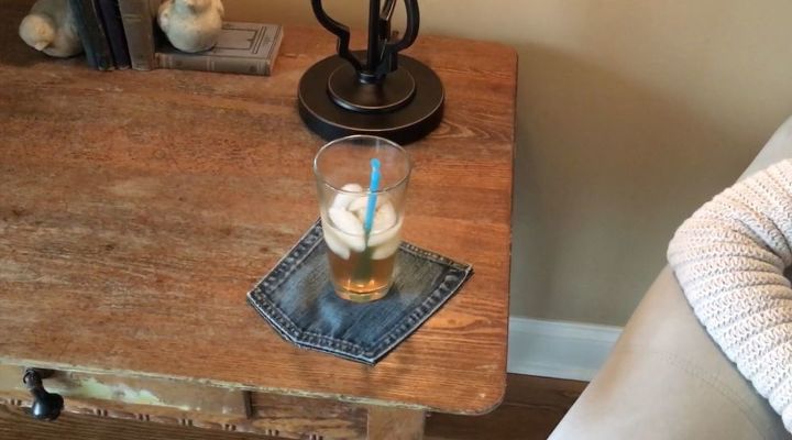 s step by step upcycle your old clothing items for these great ideas, Step 5 Use your cute coaster