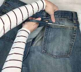 s step by step upcycle your old clothing items for these great ideas, Step 1 Cut out pocket of jeans