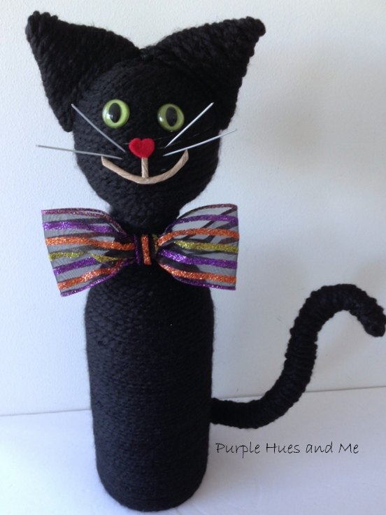 recycle a wine bottle into an adorable cat for halloween