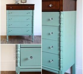 paint dipped teal dresser