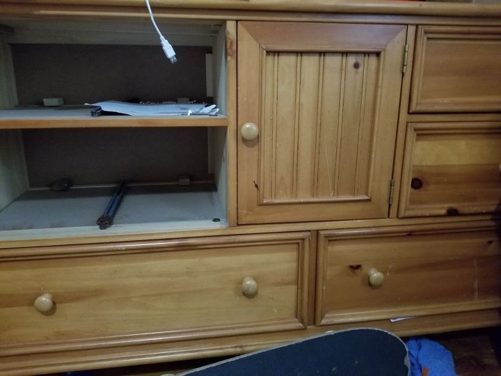 q how to refurb a dresser for my kitchen for storage workspace
