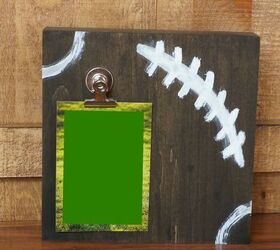 wooden photo stand with clip football theme