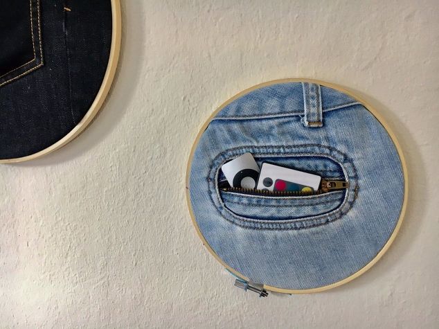 projetos de bricolage para adolescentes, Armazenamento de parede jeans super fofo
