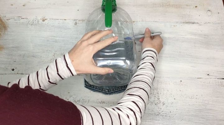 s upcycle your old clothing items for these great ideas, Step 3 Mark size of pocket on empty bottle