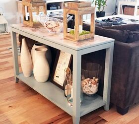 old dark console table gets a new beachy look
