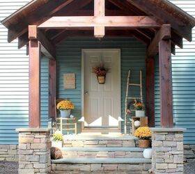 fall front porch and diy birch ladder