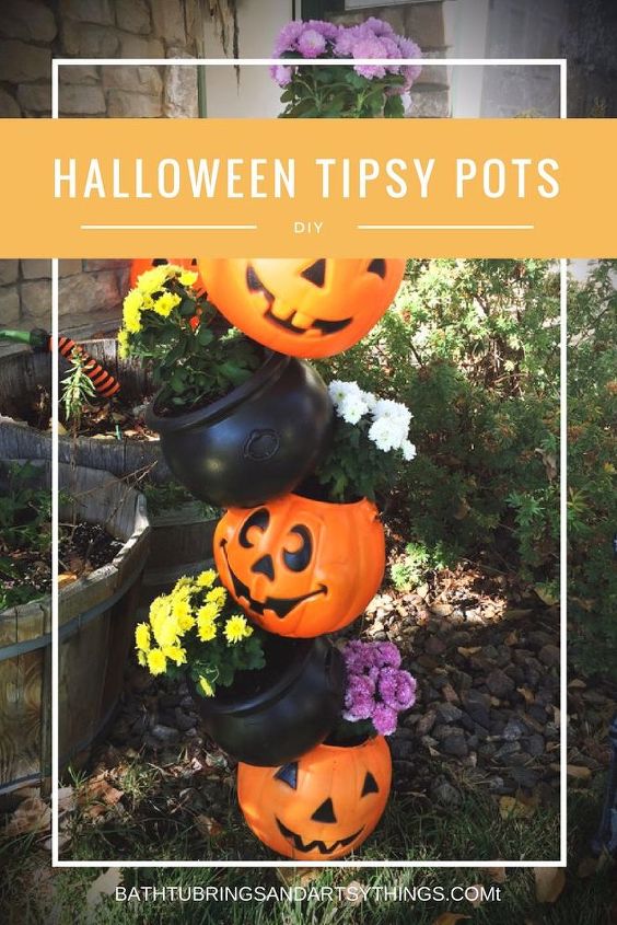 create an easy halloween tipsy pot planter in an hour