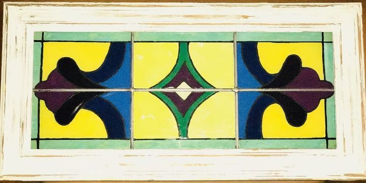 5 glass cabinet door transformed into faux stained glass window