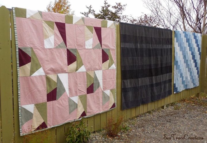 turn cool old denim into a warm new quilt, Airing the Quilts