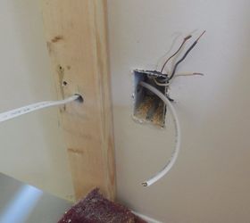 how to build a half wall at top of staircase, wiring sticking out of outlet box hole