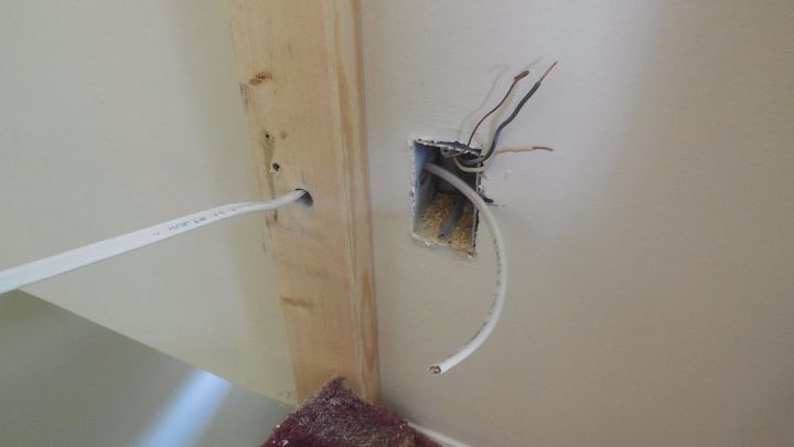how to build a half wall at top of staircase, wiring sticking out of outlet box hole