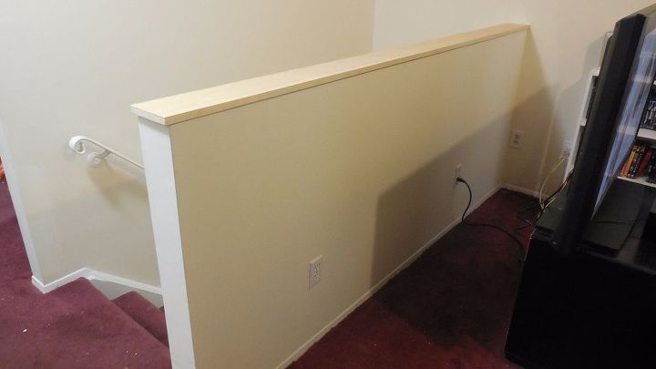 how to build a half wall at top of staircase, white half wall next to staircase