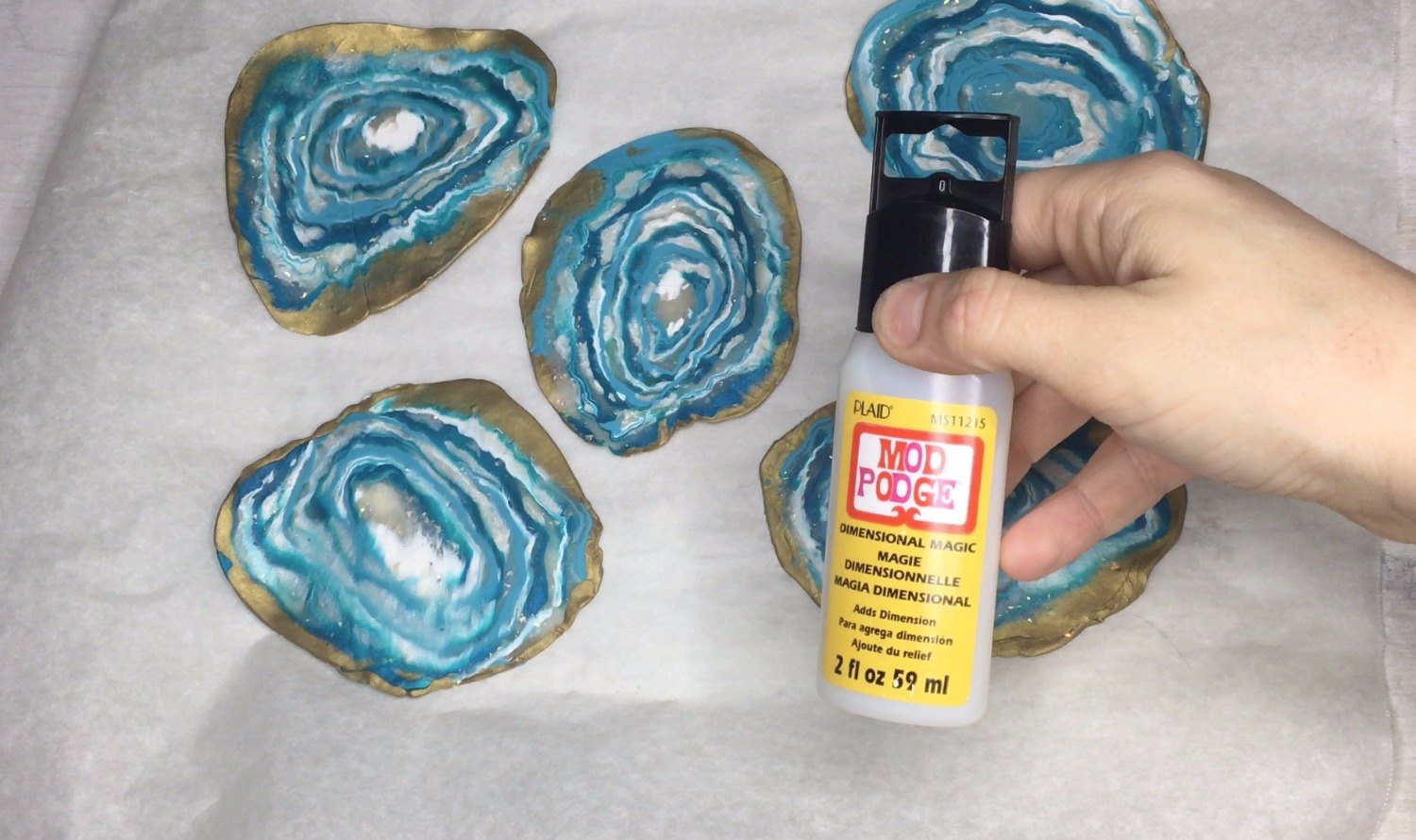 s 3 easy ways to make the cutest coasters for your house, Step 13 Brush slices with Mod Podge