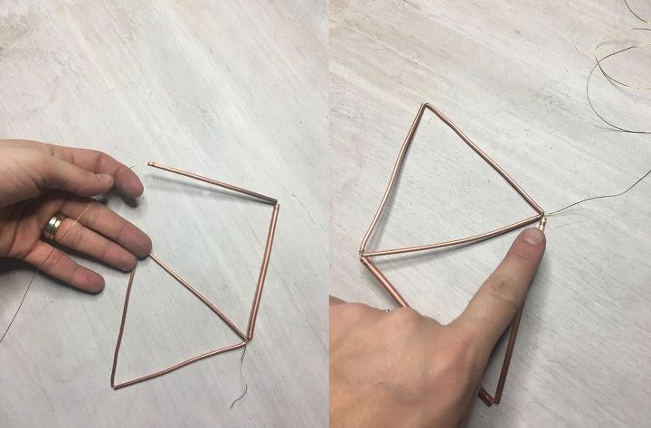 s 3 gorgeous and unique ideas to display your plants, Step 4 String the wire to add more triangles