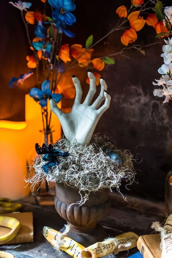 s hometalk s top 10 halloween diy s of 2017, Potted Hand Halloween Prop