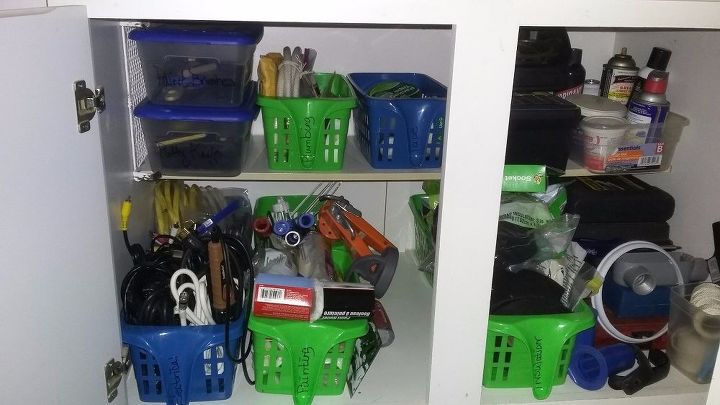 empty to organized, Organized like Things into Baskets Labeled