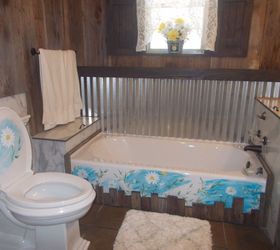 barnwood tin bathroom renovation, Barn wood tin and Formica
