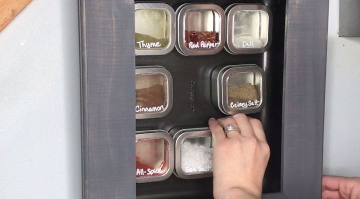 s 3 super cute easy diy ideas for your kitchen, Step 9 Fill tins with spices put on board