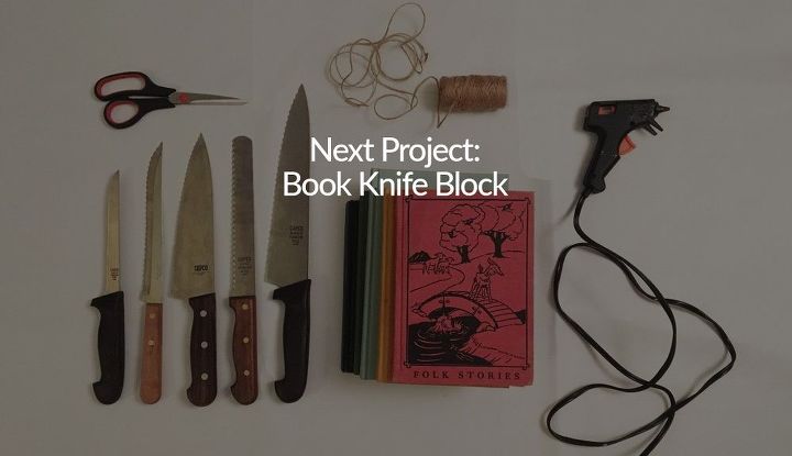 3 ideas de bricolaje sper bonitas y fciles para tu cocina, Bloque de cuchillos para libros reutilizados