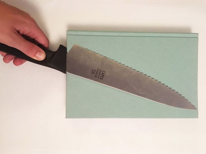 s 3 super cute easy diy ideas for your kitchen, Step 1 Measure that books fit size of knives