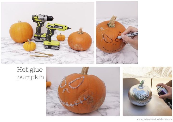 pumpkin carving with a drill and glue gun