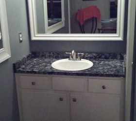 20 diy vanity diy projects you can do right now, Marbled Look For Laminate Countertop