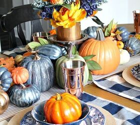 copper and navy fall farmhouse tablescape