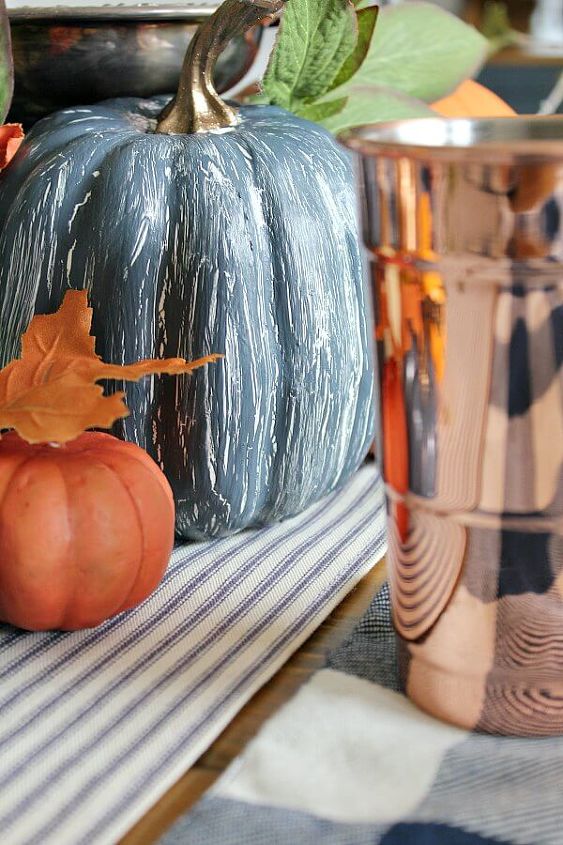 copper and navy fall farmhouse tablescape