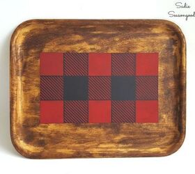 plaid tray for easy fall decorating