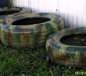 camoflauged but not hidden tire planters