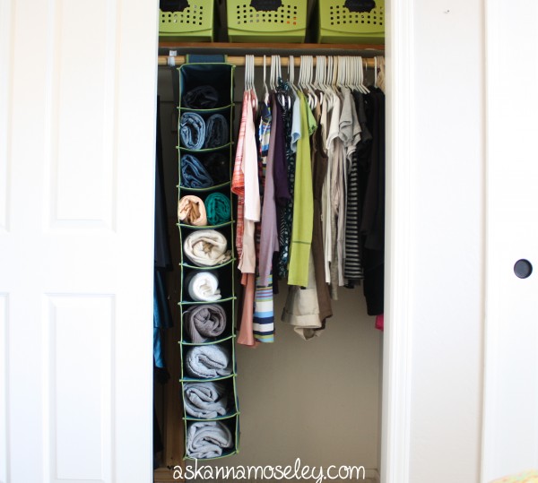 s 30 genius ways to make the most of your closet space, Store sweaters in a hanging shoe organizer