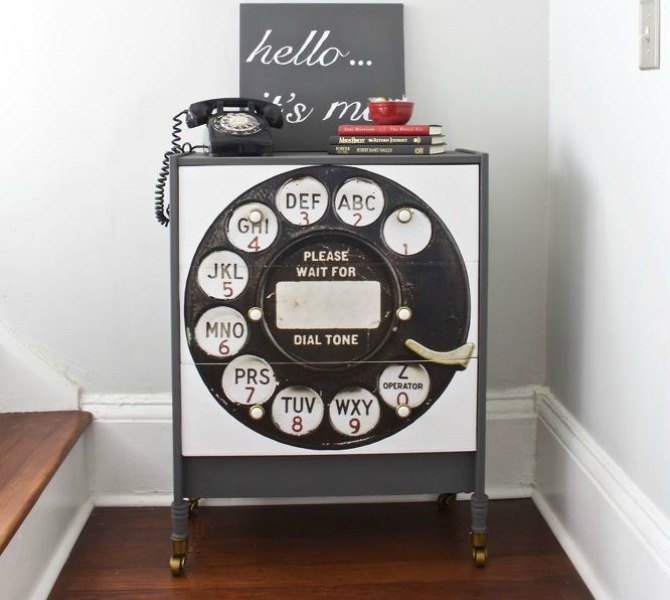 s we couldn t believe these started as ikea rasts, This Vintage Telephone Themed Dresser