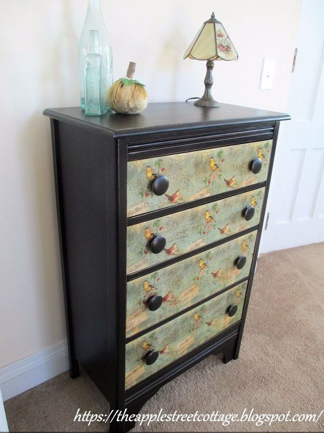 decoupage dresser drawers with napkins