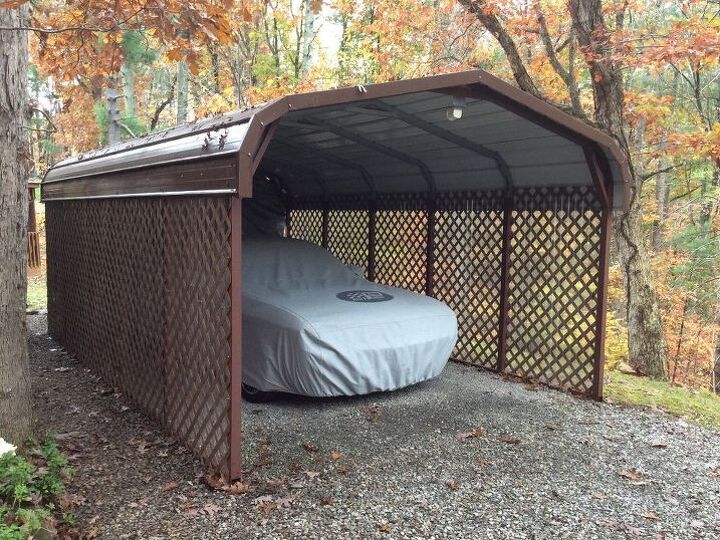 q any ideas on closing the front back of a car port