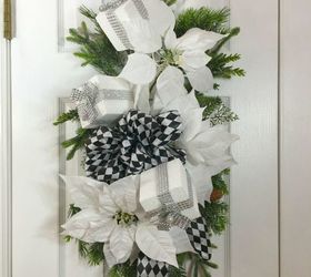 black and white winter swag for your front door