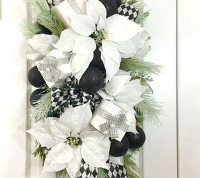 black and white winter swag for your front door