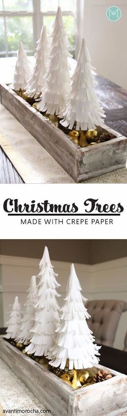 diy christmas trees with paper crepe