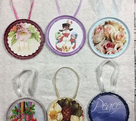 tin can lid ornaments, Finished ornaments