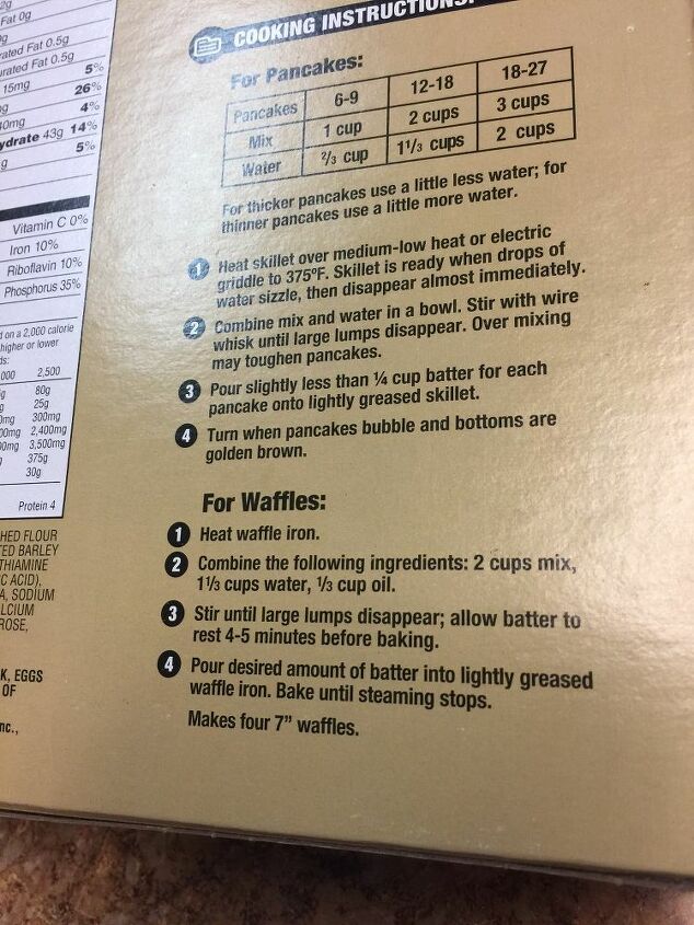 making waffles from a mix, Read the directions