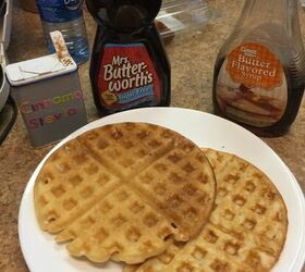 making waffles from a mix, The first two