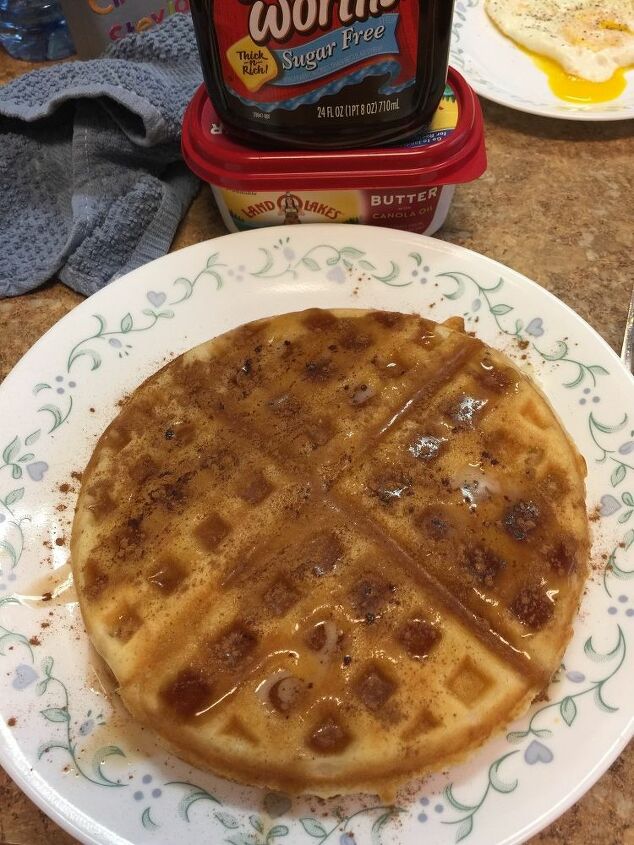 making waffles from a mix, The finished meal