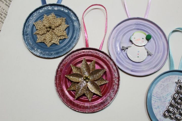 tin can lid ornaments, Additional close up