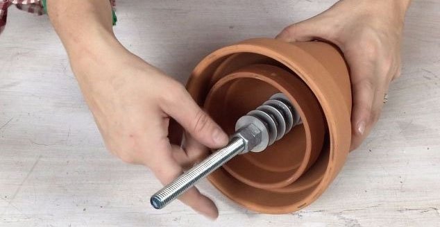 3 ideas to use terracotta pots you definitely haven t seen before, Step 8 Add six sets of washers and nuts