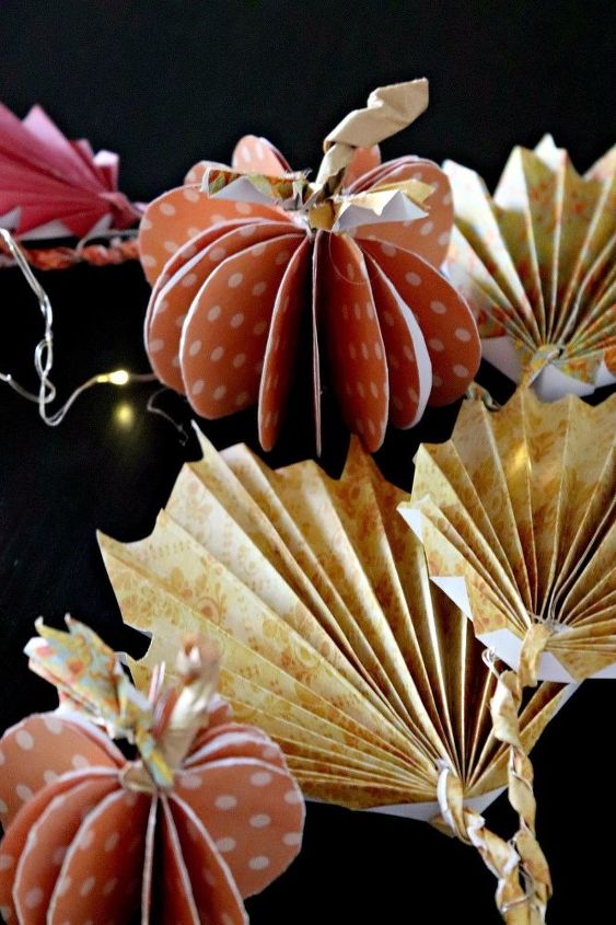 diy fall decor paper pumpkins and fall leaves