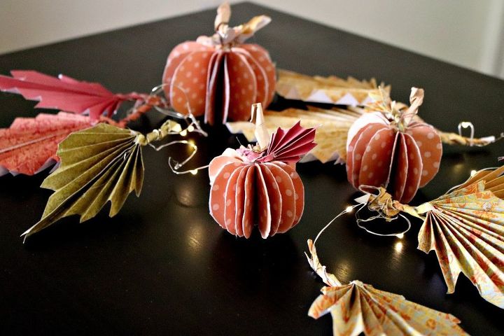 decorao de outono diy abboras de papel e folhas de outono