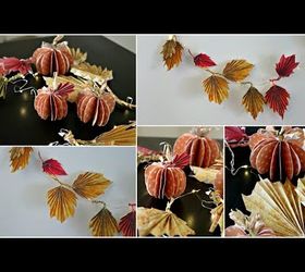 Decoración otoñal DIY: Calabazas de papel y hojas de otoño