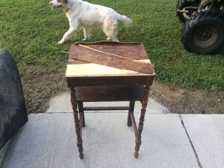 mesa antigua con cartas del pasado, Beau nuestro perro p jaro supervisando mi trabajo