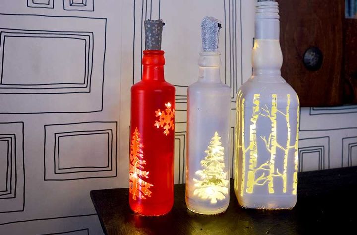 so simple to make gorgeous upcycled christmas bottle lights