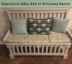 repurposed baby bed to entryway bench, Baby Bed to Entryway Bench